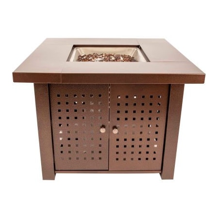 Dyna-Glo Pleasant Hearth Eden Perforated Gas Fire Pit Table With Lid 40000 BTU - Hammered Bronze OFG418TA